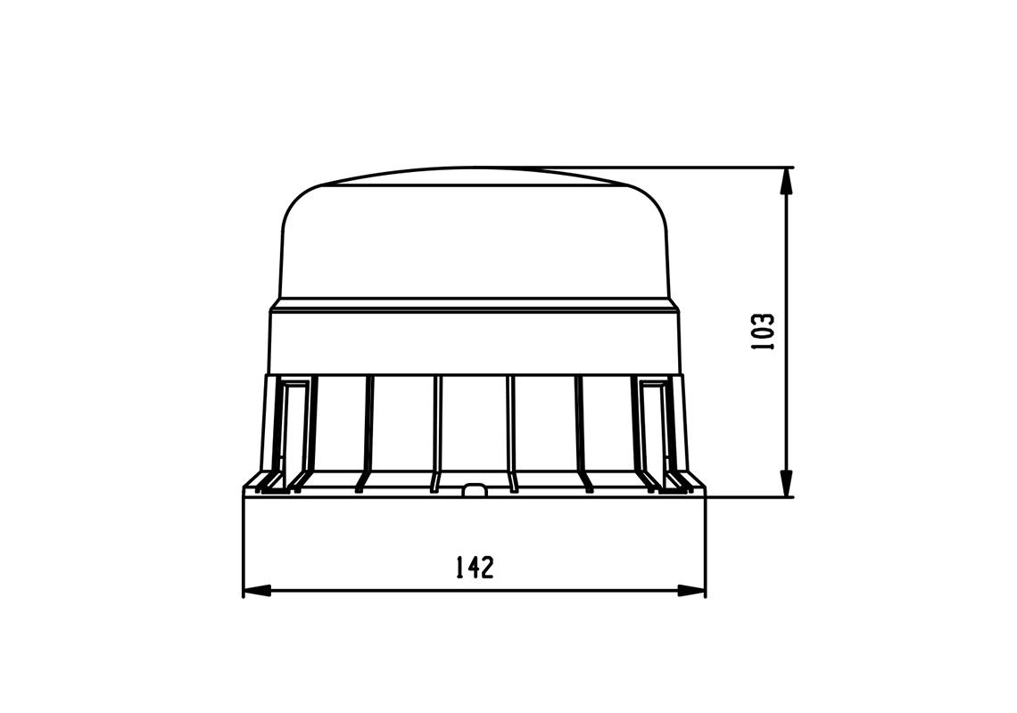 ORANGE LED BEACON FLASHING 3-POINT FIXTURE - 12/24V